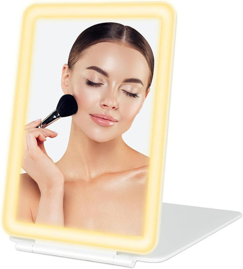 Rechargeable Travel Makeup Mirror with 72 LED Lights – Touch Screen, 3 Color Modes, Compact & Portable - Perfect Valentine Gift
