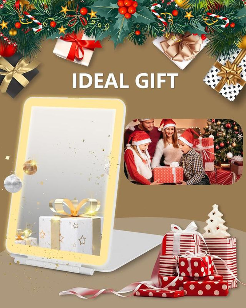 Rechargeable Travel Makeup Mirror with 72 LED Lights – Touch Screen, 3 Color Modes, Compact & Portable - Perfect Valentine Gift