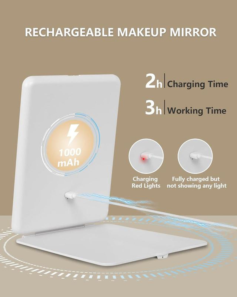 Rechargeable Travel Makeup Mirror with 72 LED Lights – Touch Screen, 3 Color Modes, Compact & Portable - Perfect Valentine Gift