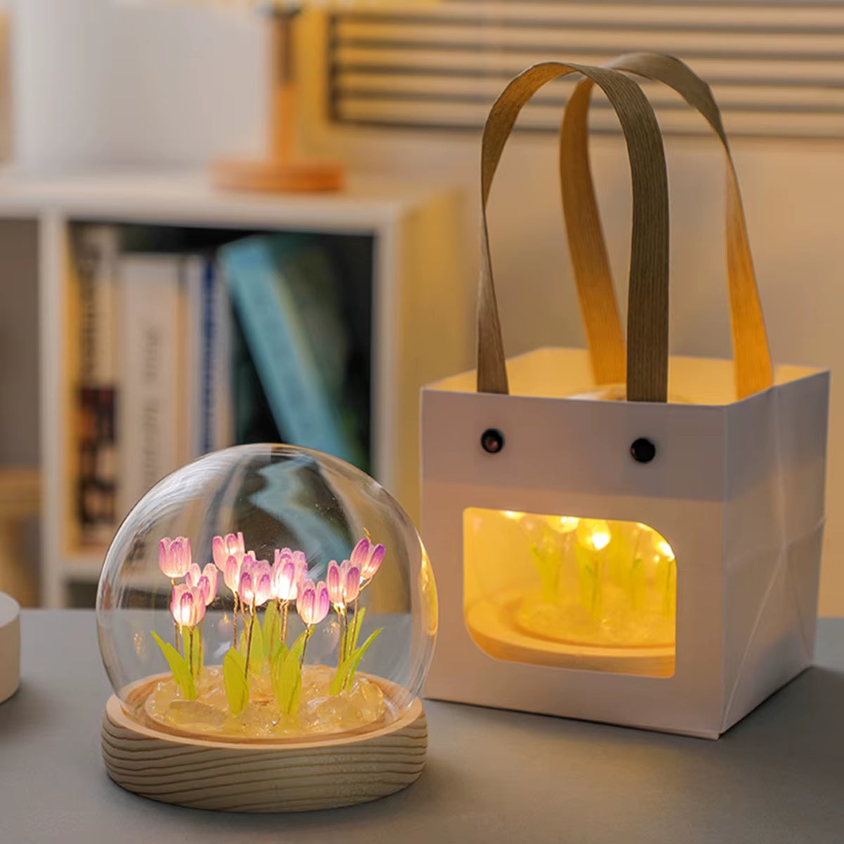 10/20Pcs Tulip Night Light Battery Operated Tulip Flower Table Lamp DIY Simulation Tulip LED Nightlight Handmade Bedside Light